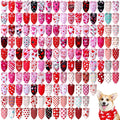 Valentine's Day Dog Bandanas — 150 Pack , Heart Print Triangle Scarfs for Medium & Large Dogs,  Bulk Pet Costume Accessories